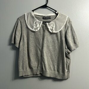Dangerfield ModCloth Laced Collar Bunny Themed Short Sleeve Sweater SZ M/L